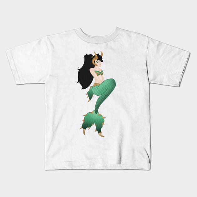 Mischievous mermaid Kids T-Shirt by LieutenantAmoo